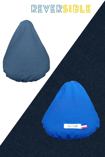Couvre selle bleu bicolore (extra large anti pluie) - 1