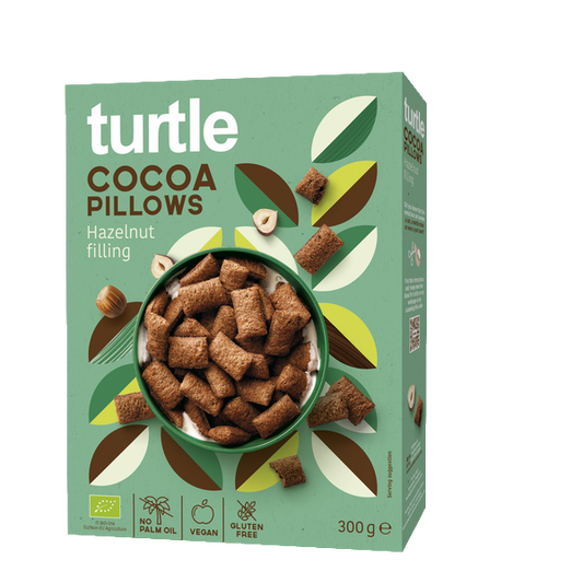 Turtle -- Carrés croustillants fourrés de crème de noisette. bio et sans gluten - 300 g