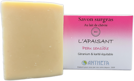 Antheya -- Savon lait de chèvre - apaisant peaux sensibles (boîte) - 100 g