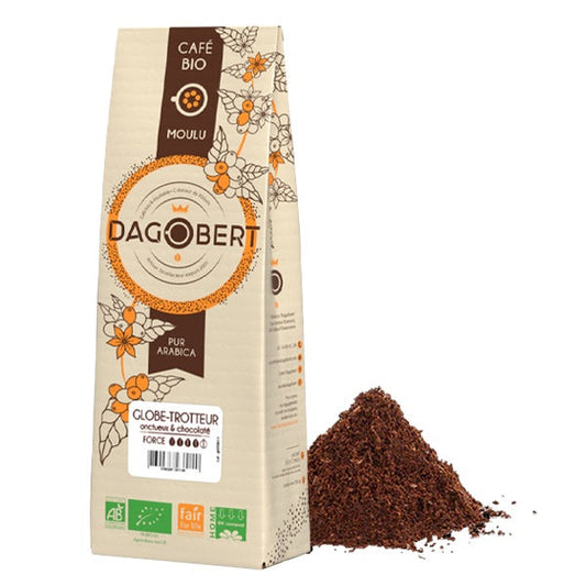 Les Cafés Dagobert -- Mélange globe-trotteur 100% arabica, bio et équitable - moulu - 1 Kg