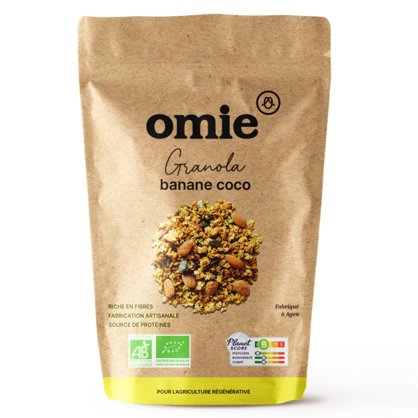 Omie -- Granola à la banane et à la noix de coco bio (avoine français) - 330 g